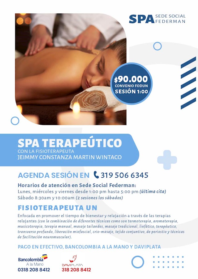 Convenio sesiones de SPA en la sede social Federmán 
